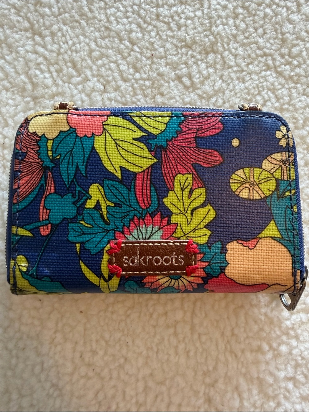 Sakroots Artist Circle Zip Around Wallet Floral Peace